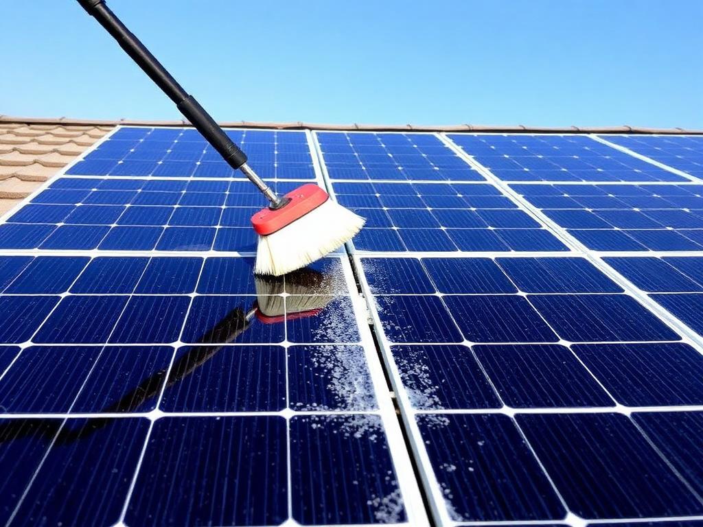 Reinigung von Photovoltaik-Modulen auf einem Wohnhausdach